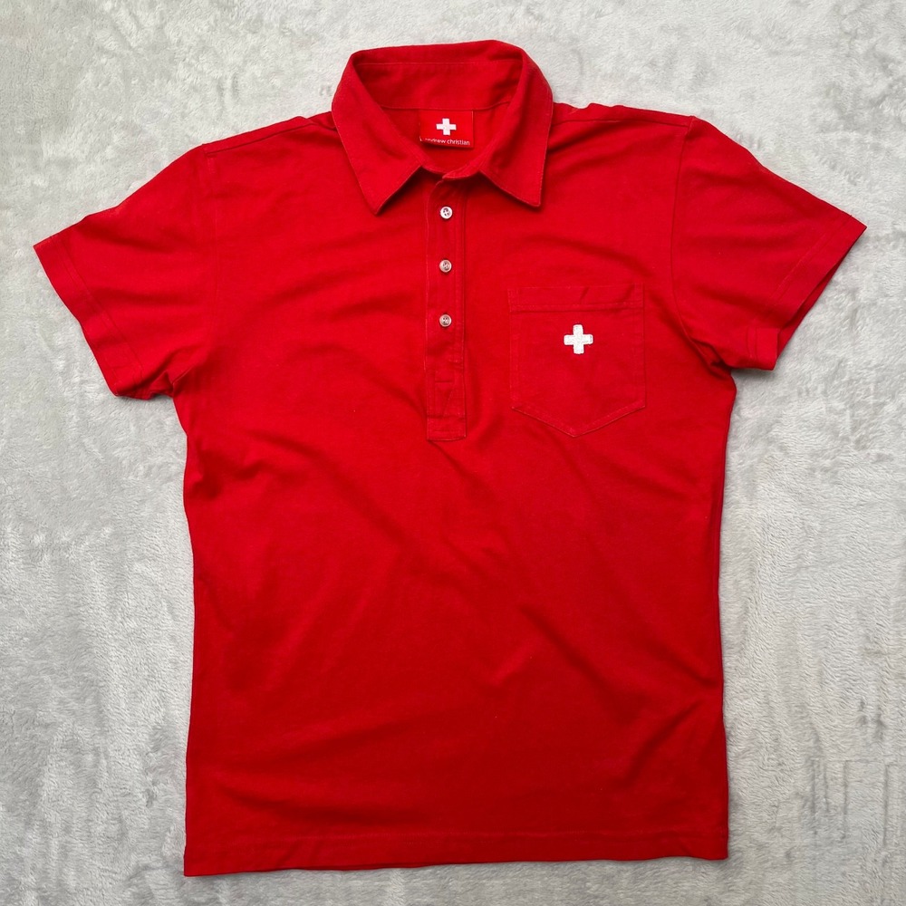 Andrew Christian Polo Shirt size M slim embroidered logo made in USA